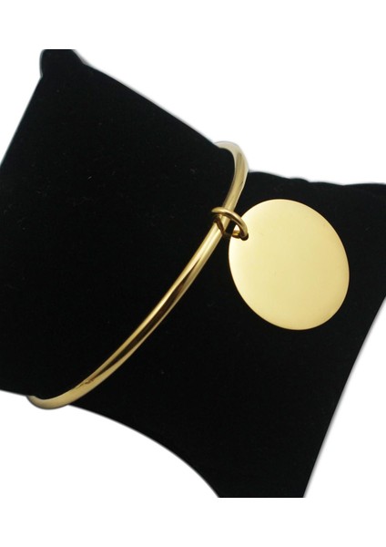 60MM Tarzı Altın Rengi Moda Bileklik Bilezik & Bilezik Lazer Logo Adı Yuvarlak Şans Kolye Altın Rengi Fransız Tarzı Takı (Yurt Dışından) indirimleri