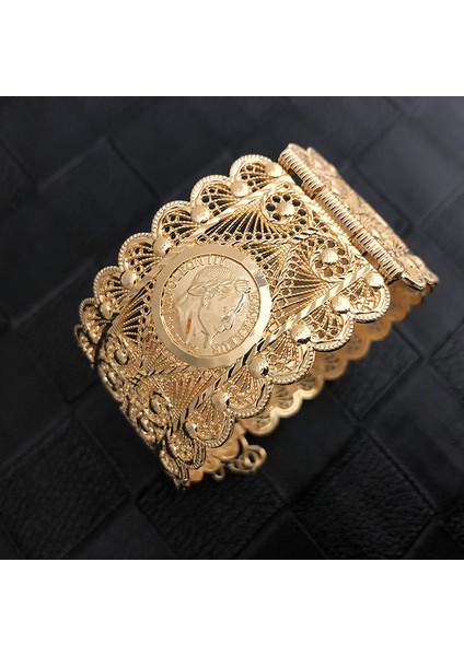 Tanrı 01 Cezayir Takı Kadın Bilezik Manşet Bilezik Sikke Bilezik Hollow Altın Boho Etnik Düğün Bijoux Hollow Çiçek Kol Bileziği (Yurt Dışından) fiyatları