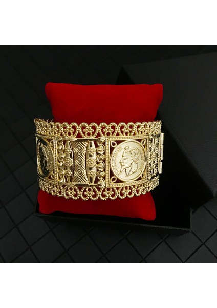 Tanrı 01 Cezayir Takı Kadın Bilezik Manşet Bilezik Sikke Bilezik Hollow Altın Boho Etnik Düğün Bijoux Hollow Çiçek Kol Bileziği (Yurt Dışından) modelleri