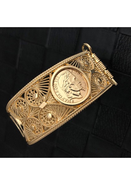 Tanrı 01 Cezayir Takı Kadın Bilezik Manşet Bilezik Sikke Bilezik Hollow Altın Boho Etnik Düğün Bijoux Hollow Çiçek Kol Bileziği (Yurt Dışından) indirimleri