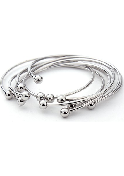 5 Adet Metal Ayarlanabilir Bilezik Boş Gümüş Renkli Açık Charm Tel Taban Boncuk Erkek Kadın Takı Yapımı (Yurt Dışından)