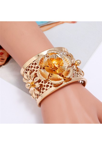 Saf Altın Rengi Lzhlq Yeni Moda Takı Aksesuarları Maxi Geniş Bilezik Bilezik Trendy Kaplama Kalın Metal Örgü Bilezik Kadınlar Kol Bilezikleri (Yurt Dışından) fiyatları