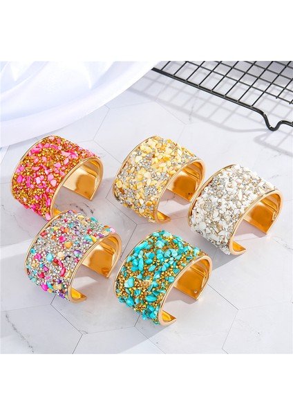 1 Kırmızı Bohem Metal Zirkon Bileklik Renkli Taşlı Açık Ayarlanabilir Geniş Manşet Bilezik Kadın Takı (Yurt Dışından) modelleri