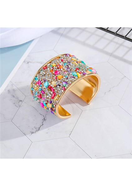 1 Kırmızı Bohem Metal Zirkon Bileklik Renkli Taşlı Açık Ayarlanabilir Geniş Manşet Bilezik Kadın Takı (Yurt Dışından) fırsatları