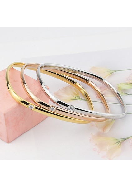 Çelik Rengi 17 Cm'den Küçük Çevresi Olan Kristal Titanyum Çelik Bilezik Aşk Bileziği Kadınlar Için Düğün Takıları (Yurt Dışından) modelleri