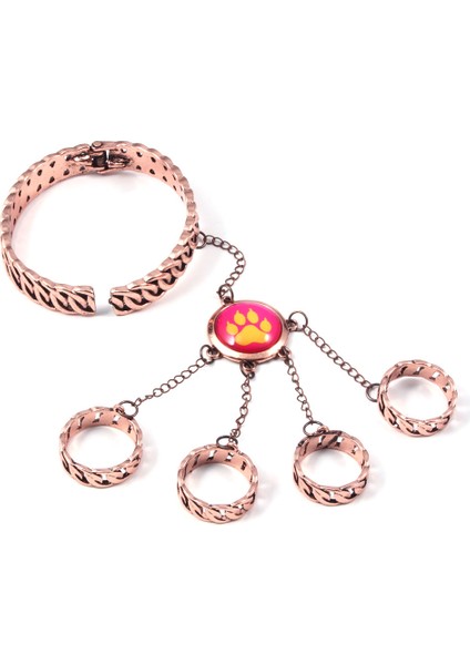 B00138 Animasyon Uğur Böceği Reddy Kızlar Yüzük Bilezik Seti Kedi Pençesi ve Köpek Pençesi Eleman Yüzük Açılıp Kapanabilen Bilezik Çocuklar Için Hediye (Yurt Dışından) fiyatları