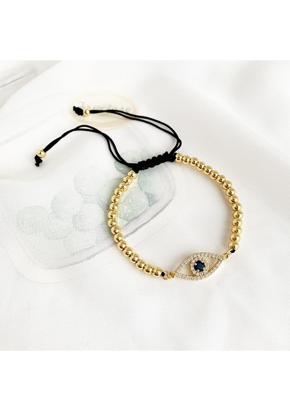 Altın Mavisi Kadınlar Için Altın Kötü Göz Örgü Ip Bileklik Cz Gökkuşağı Türk Siyah Bakır Inci Zirkon Mavi Kristal Bilezik Kızlar Takı (Yurt Dışından) fiyatları