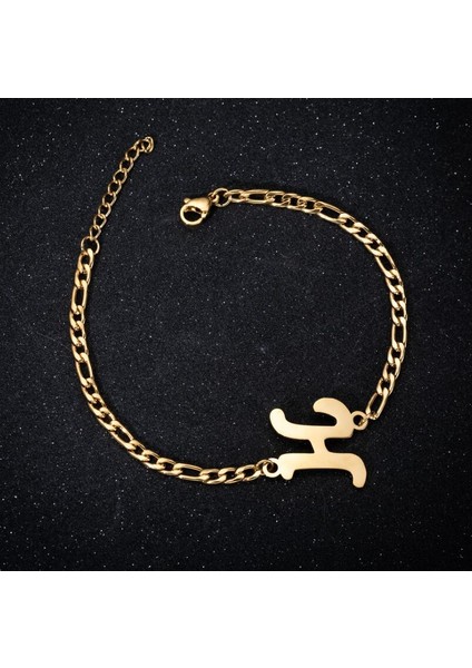 Altın Tarzı H Kadınlar Için Paslanmaz Çelik Takı Isim Bileklikleri A-Z 26 Harf Alfabe Charm Bilezik (Yurt Dışından)