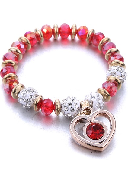 No.4 Boyutu Pp Romantik Vintage Bilezikler Kadınlar Kalp Kolye Bilezikler Işıltılı Kristal Boncuklar Pan Bilezik Takı ile Uyumlu (Yurt Dışından)