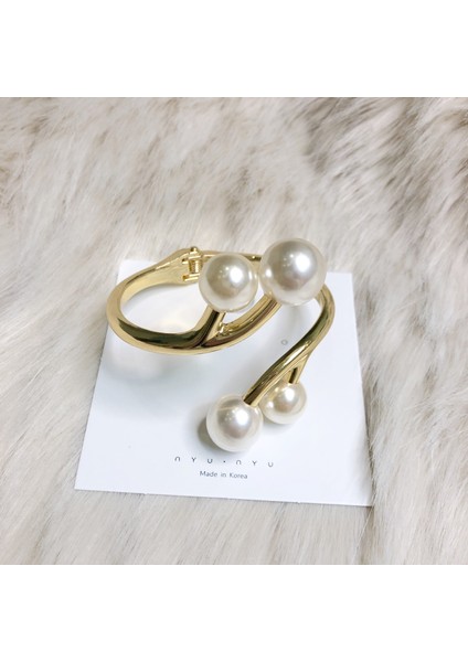 No.2 Boyutu Huanzhı Yeni Şık Abartılı Iki Katmanlı Büyük Inci Elastik Bilezik Kadın Kazak Aksesuarları Parti Sıcak Mücevherler (Yurt Dışından)