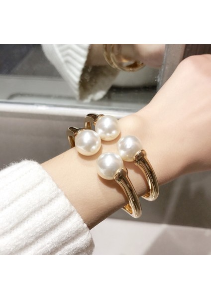 No.2 Boyutu Huanzhı Yeni Şık Abartılı Iki Katmanlı Büyük Inci Elastik Bilezik Kadın Kazak Aksesuarları Parti Sıcak Mücevherler (Yurt Dışından) fiyatları