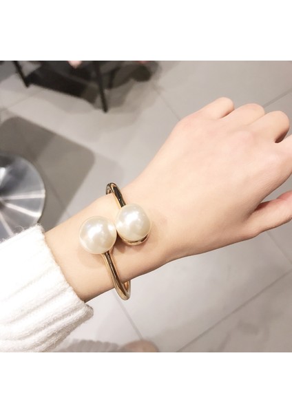 No.2 Boyutu Huanzhı Yeni Şık Abartılı Iki Katmanlı Büyük Inci Elastik Bilezik Kadın Kazak Aksesuarları Parti Sıcak Mücevherler (Yurt Dışından) fırsatları