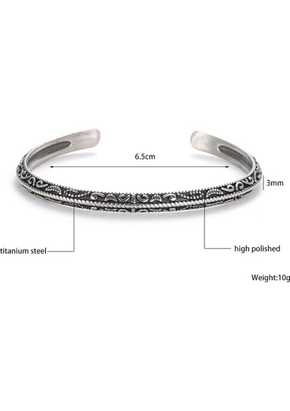 F Vintage Bilezik Bilezik Erkekler Kadınlar Bilezik Retro Viking Titanyum Çelik Rahat Eski Moda Takı Pulseira (Yurt Dışından)