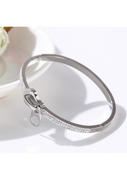 Altın Rengi Kadın Kızlar Için Moda Kristal Paslanmaz Çelik Bilezikler Düğün Romantik Fermuar Tasarımı Takı Şıklık Bilezik (Yurt Dışından) modelleri
