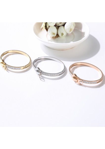 Altın Rengi Kadın Kızlar Için Moda Kristal Paslanmaz Çelik Bilezikler Düğün Romantik Fermuar Tasarımı Takı Şıklık Bilezik (Yurt Dışından) fırsatları