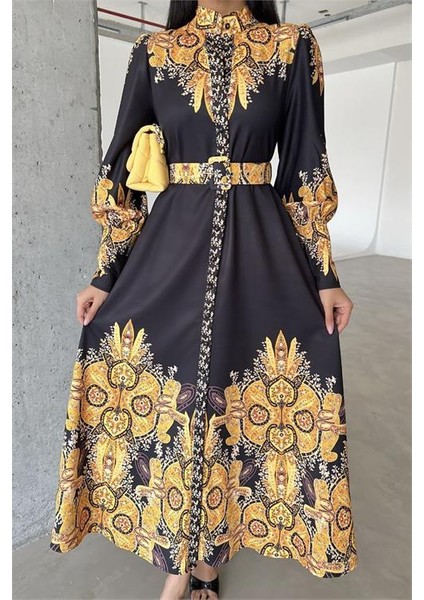 Dipmoda Kadın Siyah Kemerli Tasarım Elbise DPMS4277 fiyatları