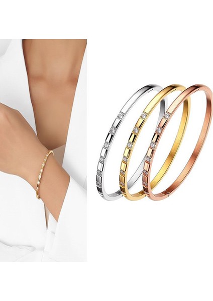 Altın Rengi Kadınlar Için Kristal Moda Bilezikler Titanyum Aşk Nefes Bilezik Paslanmaz Çelik Feminina Kol Bilezik Şık Bayan Takı Hint (Yurt Dışından) modelleri