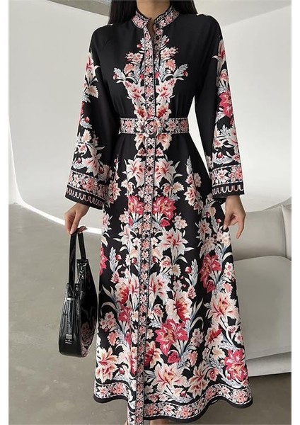 Dipmoda Kadın Kemerli Yazlık Uzun Elbise DPMS4235