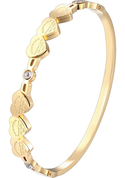 58 mm Tarzı Altın Gül Güzel Kristal ve 6 Adet Sonsuz Aşk Küçük Şeftali Kalp Bilezik ve Bilezik Paslanmaz Çelik Takı Kadın Bilezik (Yurt Dışından)