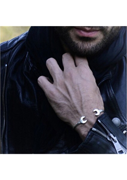 Altın Vintage Rock Paslanmaz Çelik Araçlar Motosiklet Tamircisi Bileklik Erkek Açık Kol Bilezik Kadın Erkek Takı Pulseiras (Yurt Dışından)