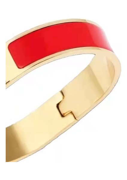 Kadın 17CM Tarzı Altın ve Kırmızı Kadınlar Için H Harfli Titanyum Çelik Bilezik, Mücevher, Kırmızı Emaye Aksesuarları Neto, 2021 Yenilik (Yurt Dışından)