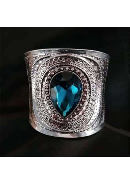 Mavi 3 Kadınlar Için Vintage Bohemia Geniş Manşet Bilezikler ve Bilezikler Eski Pulsera Su Damlası Kristal Taş Bilezikler Türk Takıları (Yurt Dışından) fiyatları