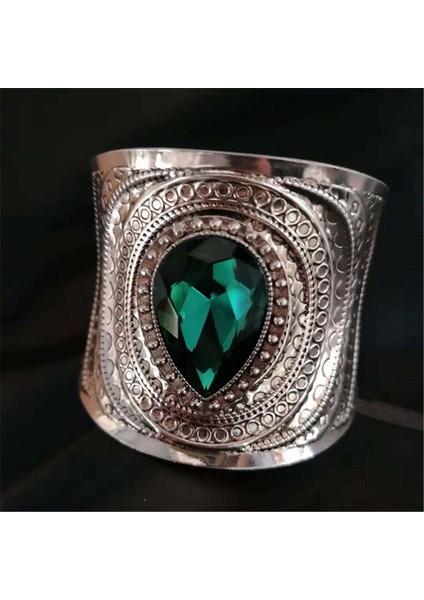 Mavi 3 Kadınlar Için Vintage Bohemia Geniş Manşet Bilezikler ve Bilezikler Eski Pulsera Su Damlası Kristal Taş Bilezikler Türk Takıları (Yurt Dışından) modelleri