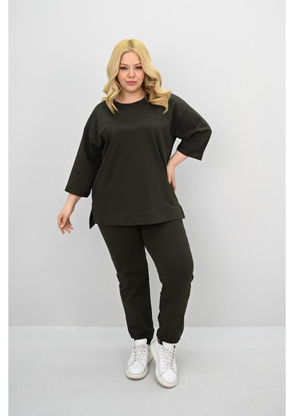 Kadın Büyük Beden Truvakar Kol Lastik Paça Eşofman Takımı 8185-25