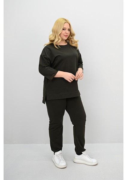 Kadın Büyük Beden Truvakar Kol Lastik Paça Eşofman Takımı 8185-25 modelleri