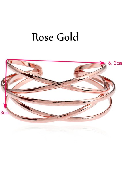 Altın Gül Moda Tel Gümüş Kaplamalı Altın Renk Genişletilebilir Ayarlanabilir Bilezik Kızlar Kadınlar Bayanlar Bohemia Boho Hint Bileziği (Yurt Dışından)