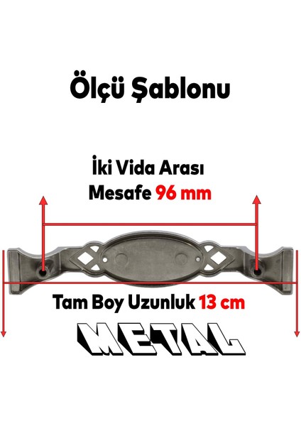 Palmira Mobilya Mutfak Dolabı Çekmece Dolap Kapak Kulpu Kulbu Siyah 96 mm Metal Kulp