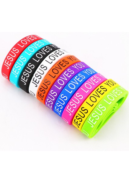 Isa Seni Seviyor Isa Çarmıh Barış Kelebek Aşk Kalp Manşet Silikon Kauçuk Bilezikler Erkek Kadınlar Için 16 Stil Ücretsiz Seçim (Yurt Dışından)