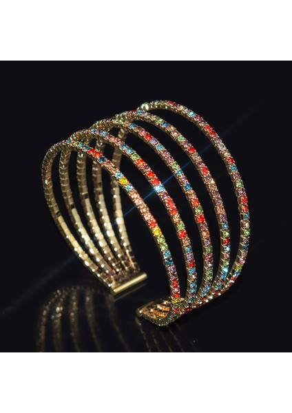 3 Sıra Altın Bz 2022 Yeni Basit Moda Ayarlanabilir Kristal Kolluk Açma Bilezik Kadın Takı Hediye Kız Taşlar Mujer Pulseras Için (Yurt Dışından)
