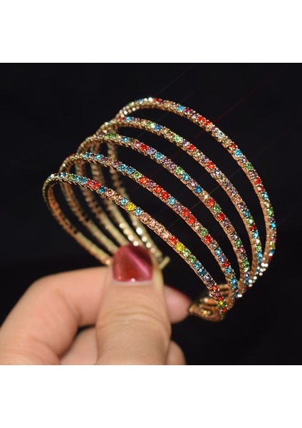 3 Sıra Altın Bz 2022 Yeni Basit Moda Ayarlanabilir Kristal Kolluk Açma Bilezik Kadın Takı Hediye Kız Taşlar Mujer Pulseras Için (Yurt Dışından)