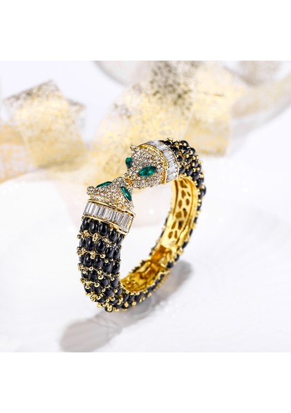 1-Mavi Leopar Kolluk Kadın Panter Bilezikler Hayvan Jaguar Hint Takıları Kadın Kristal Reçine Altın Parti Hediye Pulseras Mujer Mine (Yurt Dışından)
