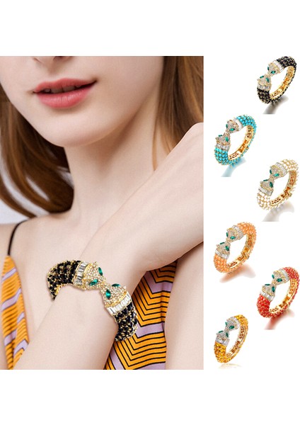 1-Mavi Leopar Kolluk Kadın Panter Bilezikler Hayvan Jaguar Hint Takıları Kadın Kristal Reçine Altın Parti Hediye Pulseras Mujer Mine (Yurt Dışından)
