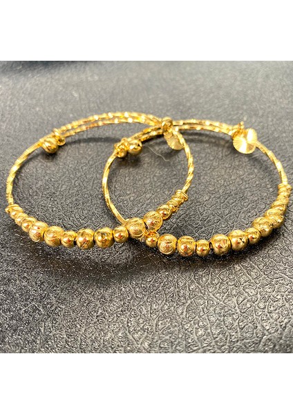 58-60MM 2 Adet Hint Bileziği Bilezik Boncuklu Bilezikler Altın Kalp Küçük Çan Afrika 24K Top Aşk Dubai Kadın Düğün Parti Hediyeleri (Yurt Dışından)