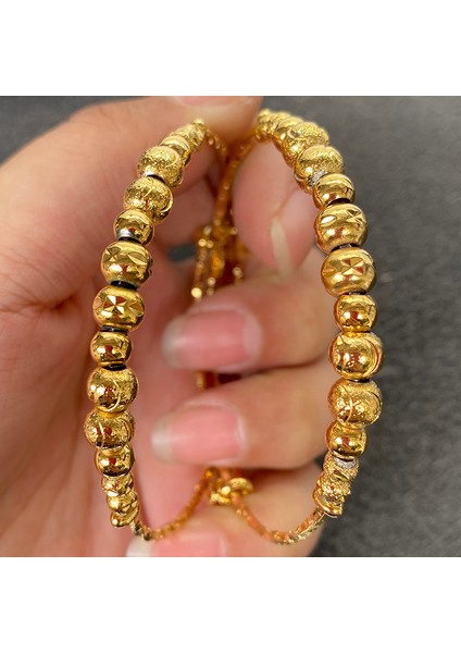 58-60MM 2 Adet Hint Bileziği Bilezik Boncuklu Bilezikler Altın Kalp Küçük Çan Afrika 24K Top Aşk Dubai Kadın Düğün Parti Hediyeleri (Yurt Dışından) modelleri