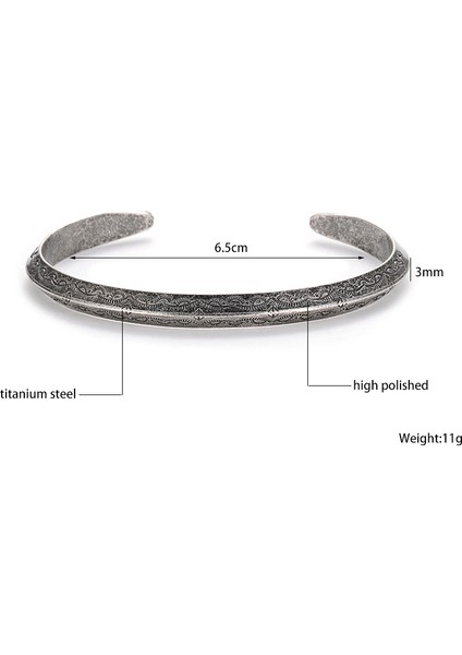 A Vintage Bilezik Bilezik Erkekler Kadınlar Bilezik Retro Viking Titanyum Çelik Rahat Eski Moda Takı Pulseira (Yurt Dışından)