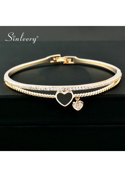 SL151J Sınleery Romantik Siyah Kalp Bilezik Kollar Kadınlar Için Altın Gümüş Renk Kristal Kalp Kolye Bilezikler Takılar Kadınlar Için Zd1 Ssc (Yurt Dışından) fırsatları