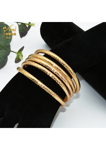 B-68-4pcs Kadınlar Için Düğün Dubai Altın Bilezik Takı Tasarımcısı Altın Kaplama Bakır Bilezikler - Basit Tasarım 24K Hint Bilezikler (Yurt Dışından) indirimleri