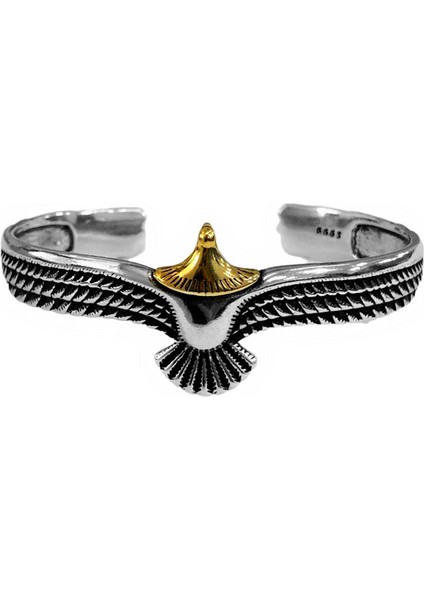 Altın Rengi Viking Kartal Kol Bileziği Sevgililer Günü Hediyesi Erkeğe Ayarlanabilir Açık Kabile Hayvan Takısı Hint Kartal Kanat Bileziği (Yurt Dışından)