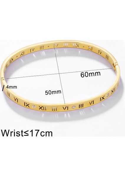 --Altın-6mm Kadınlar Için Titanyum Çelik Roma Rakamlı Bilezik Lüks Kristal Altın Kolluk Bilezik ve Bilezik Moda Takı (Yurt Dışından) modelleri