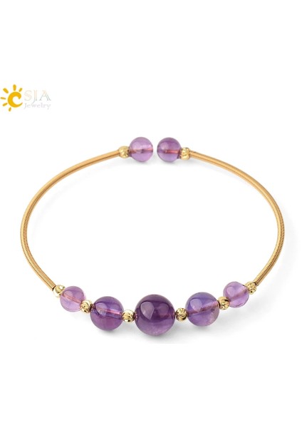 Üzüm Taşı Csja Doğal Kristal Bilezikler Tel Sarma Yuvarlak Taş Antik Altın Renkli Kolluk Bilezik Kadınlar Kızlar Trend Takı Pulsera G564 (Yurt Dışından) fiyatları