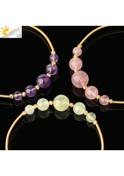 Üzüm Taşı Csja Doğal Kristal Bilezikler Tel Sarma Yuvarlak Taş Antik Altın Renkli Kolluk Bilezik Kadınlar Kızlar Trend Takı Pulsera G564 (Yurt Dışından) fırsatları