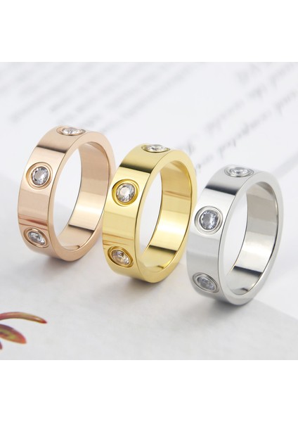 6mm Bilezik Tarzı Gül Altın 6 Kadın Hediye Aşk Bilezik Takı Seti Yüzük Küpe Kristal Bilezik ve Yüzük ve Küpe Takı Seti (Yurt Dışından)