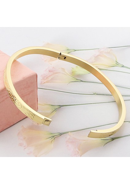 Altın Rengi 58 mm Popüler Moda Paslanmaz Çelik Takı Oymalı Anka Grafik Bilezik Kadın Bileziği Parti Hediye (Yurt Dışından) fırsatları