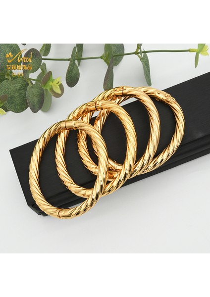 B-51-4pcs Kadınlar Için 24 Ayar Altın Bakır Hint Bilezik Afrika Takı Bilezikler Lüks Brezilya Bilezik Düğün Tasarımcı Bilezikler Hediye (Yurt Dışından) fırsatları