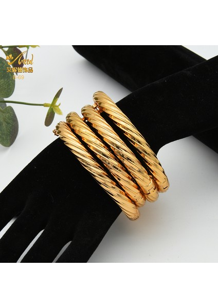 B-51-4pcs Kadınlar Için 24 Ayar Altın Bakır Hint Bilezik Afrika Takı Bilezikler Lüks Brezilya Bilezik Düğün Tasarımcı Bilezikler Hediye (Yurt Dışından) indirimleri