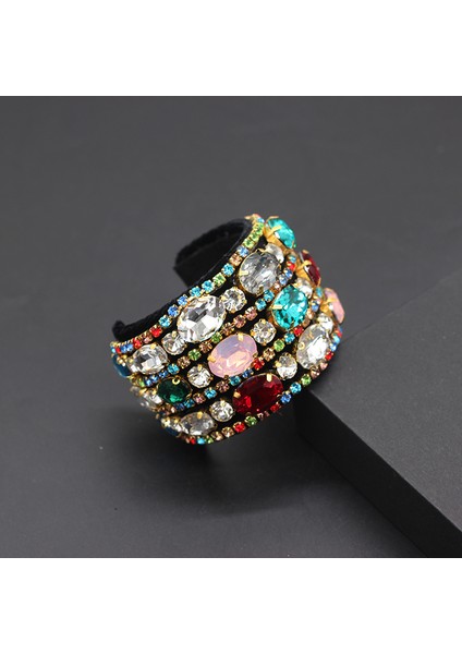 No.4 Boyutu Barok Kişilik Kristal Taş Işlemeli Kadınlar Için Güzel Bilezik Flanel Moda Geometrik Bilezik 724 (Yurt Dışından)